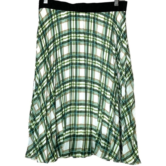 KAREN by SIMONSEN Sea Spray Green Allover Pleated Plaid Skirt Fully Lined Sz 8 - Picture 5 of 9